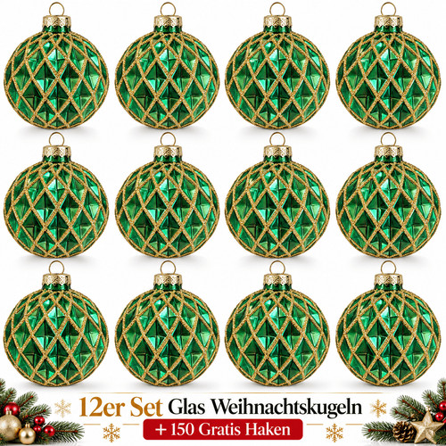 Weihnachtskugeln glas 12er set - glas,