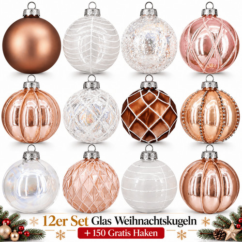 Weihnachtskugeln glas 12er - weihnachtskugeln,
