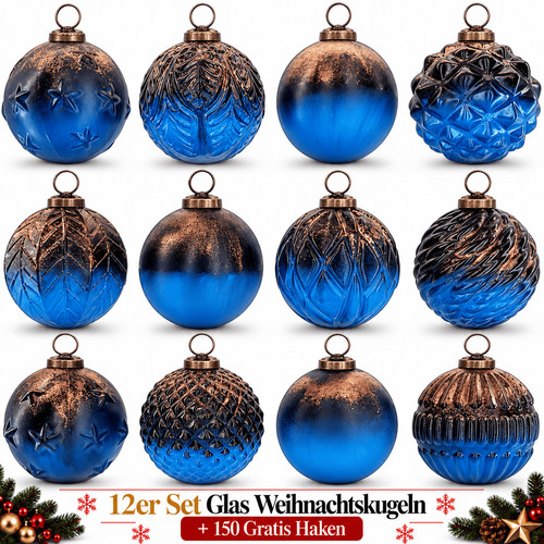 Weihnachtskugeln glas 12er - 12er, set