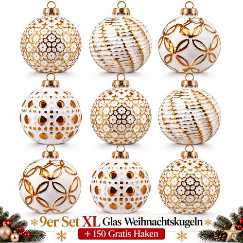 Weihnachtskugeln glas 9er - xl,