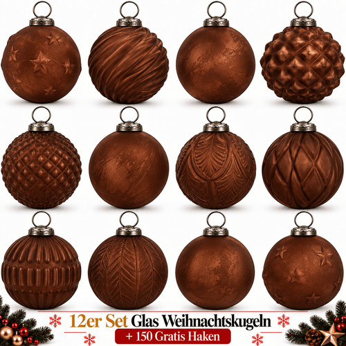 Weihnachtskugeln glas 12er set - glas,