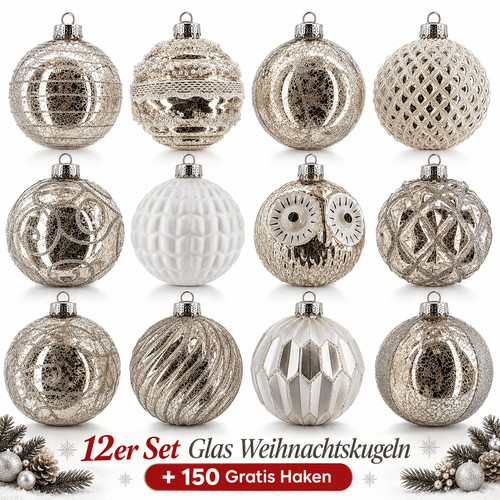 Weihnachtskugeln glas 12er set - weihnachtskugeln,