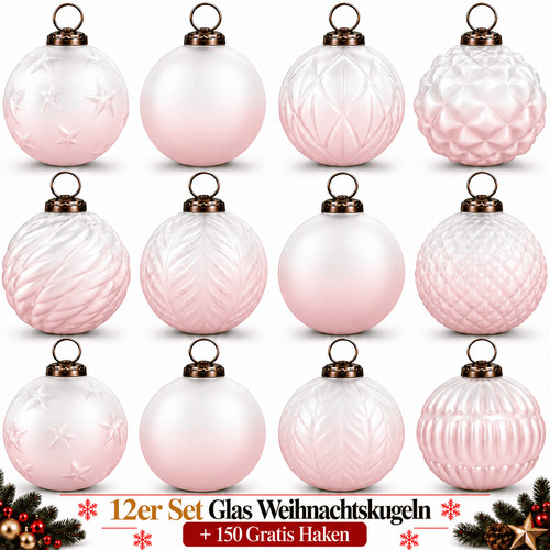 Weihnachtskugeln glas 12er - 12er, set