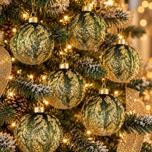 Glas weihnachtskugeln - 6x,