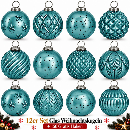 Weihnachtskugeln glas 12er set - weihnachtskugeln,