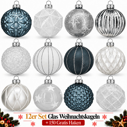 Weihnachtskugeln glas 12er set - weihnachtskugeln,