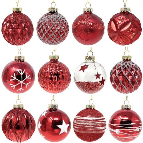 Weihnachtskugeln glas rot 12er - weihnachtskugeln,