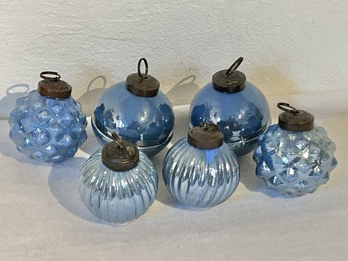 6er set glas kugeln - glas, blau