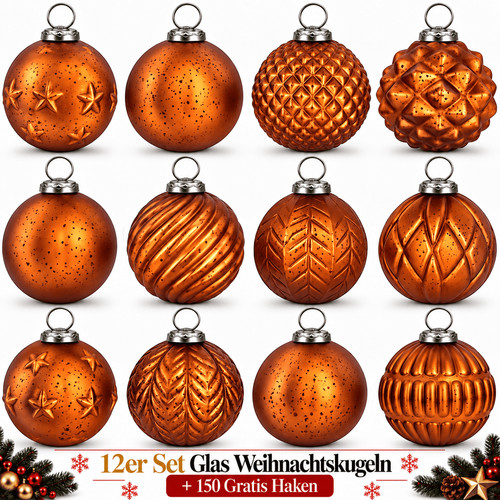 Weihnachtskugeln glas 12er set - weihnachtskugeln,