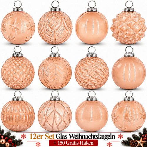 Weihnachtskugeln glas 12er - 12er, set