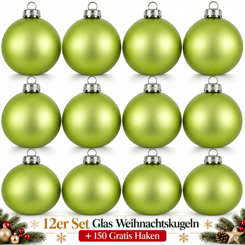 Weihnachtskugeln glas 12er - 12er, set