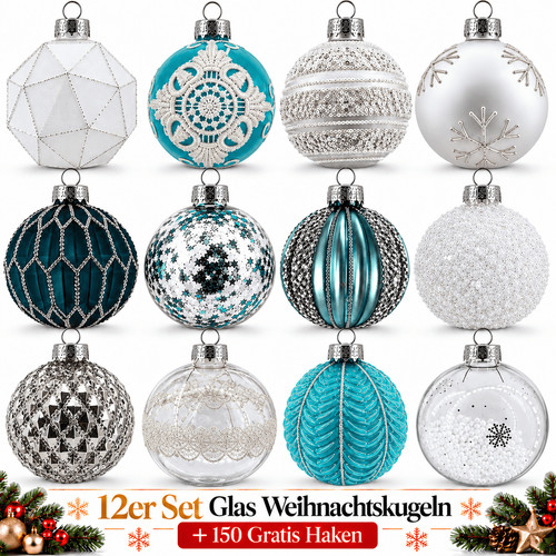 Weihnachtskugeln glas 12er set - glas,