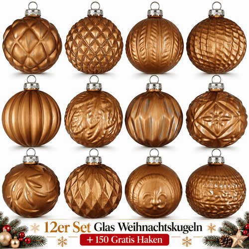 Weihnachtskugeln glas 12er set - glas,
